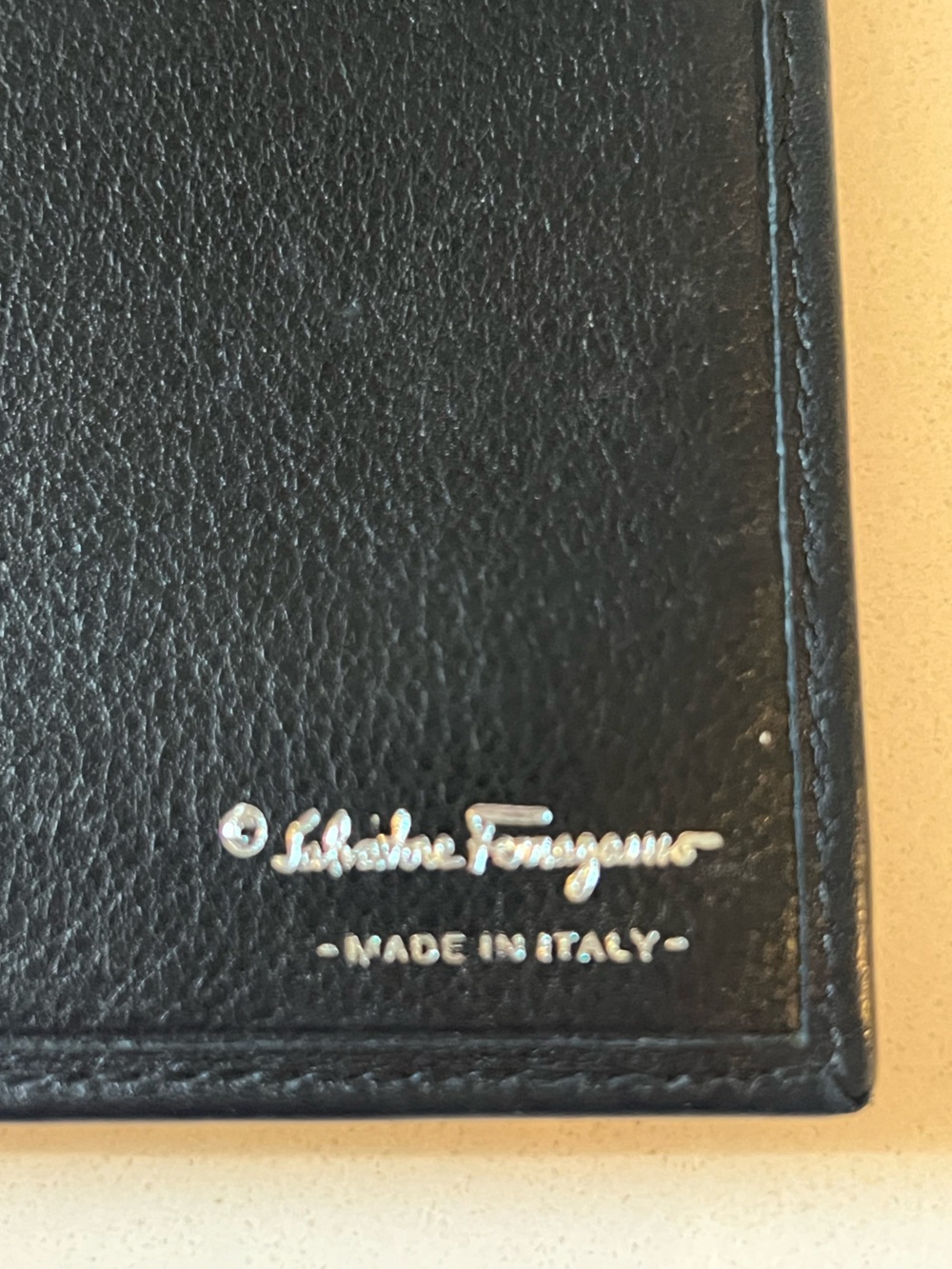 Salvatore Ferragamo Black Leather Long Double Side Card Holder